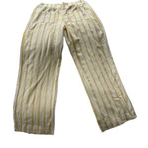 Cato Yellow & White Striped Wide Leg Pants Elastic Waist Size M